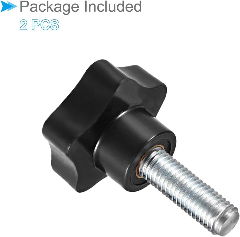 CoCud Star Clamping Knobs, M12 x 40mm Male Thread 47mm Head, Plastic Thumb Screw Grip Hand Knobs Threaded Bolt Black - (Applications: for Lathe Machinery), 2-Pieces - Image 5
